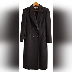 VALENTINO Miss V 100% Virgin Wool Full-Length Coat Charcoal Womens Size US 8 EUC